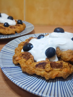 Una foto de Gofres (o tortitas) de boniato