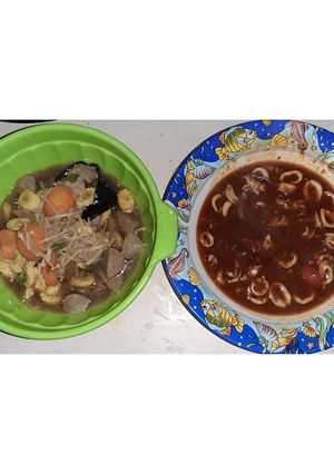 Foto resep Tumis Jagung Baso Jamur Enoki, Cumi Saus Padang mix Saus Bangkok