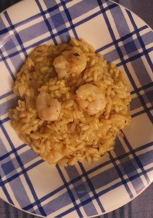 Una foto de Risotto de langostinos