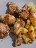 Alette di pollo e patate, sabbiate al forno