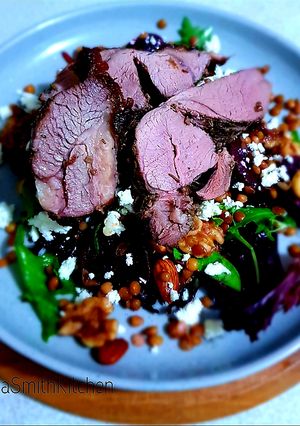 A picture of Beetroot, Lentil & Nuts Salad with Lamb.