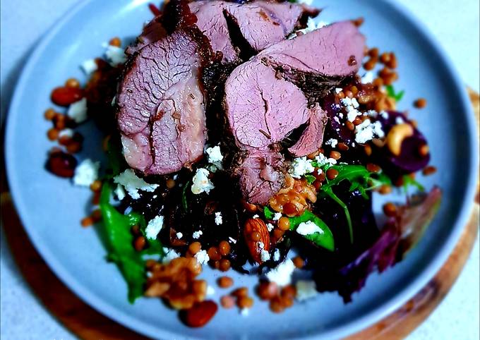 Beetroot, Lentil &amp; Nuts Salad with Lamb