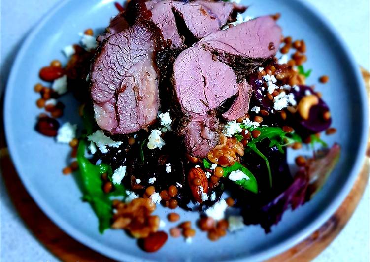 Steps to Make Favorite Beetroot, Lentil &amp; Nuts Salad with Lamb