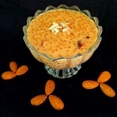 A picture of Caramel sago (payasam) kheer.