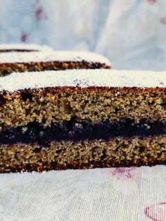 A picture of Buckwheat Bars with Blueberry Jam.