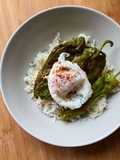 Poached Eggs with Roasted Peppers in the Air Fryer