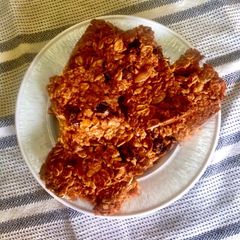 A picture of Oat energy bars (contains nuts).