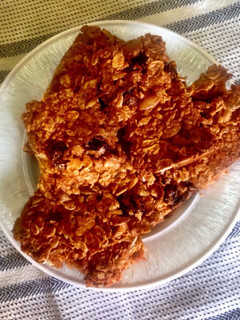 A picture of Oat energy bars (contains nuts).