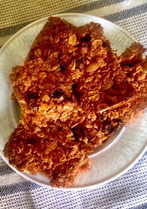 A picture of Oat energy bars (contains nuts).