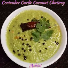 A picture of Coriander Garlic Coconut Chutney.