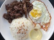 A picture of jasmine rice and pork