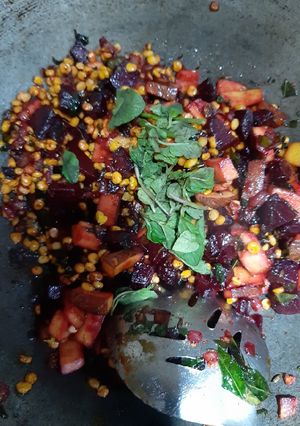 A picture of Beetroot chana dal sabzi.