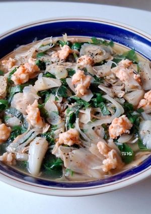 Hình của món Canh MÍT non lá lốt nấu tôm.