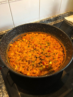Una foto de Paella de marisco de novato