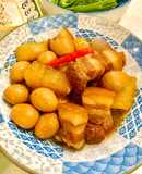 Thịt kho trứng cút + củ cải