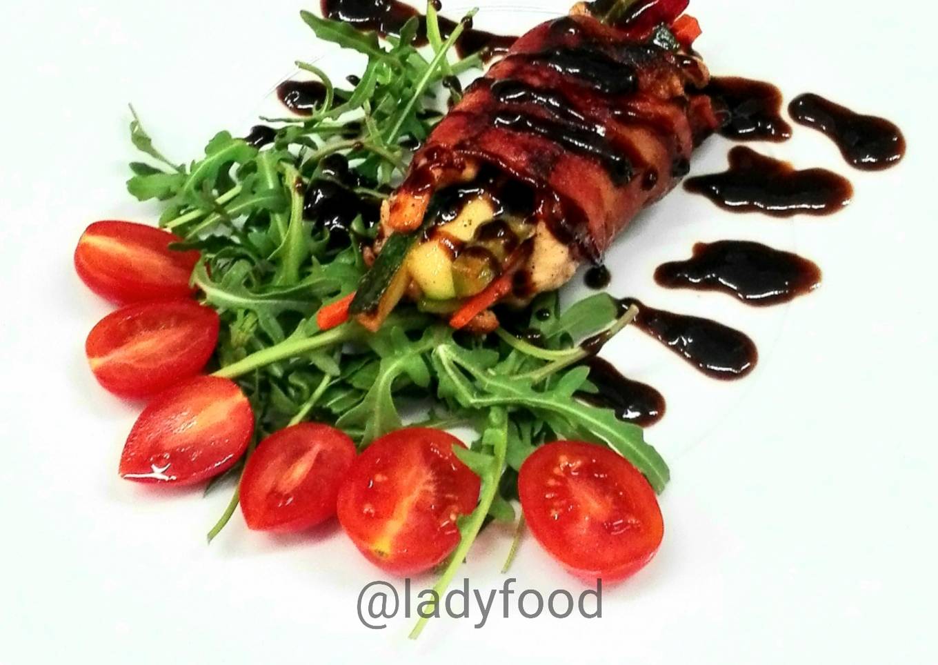 🍗🥬Rollitos de pollo y jamón con relleno de verduras🍗🥒