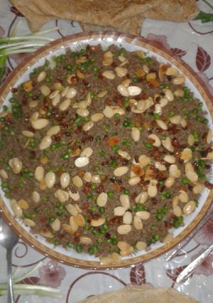 صورة لوصفة رز وبازيلا مع لحمه 😋