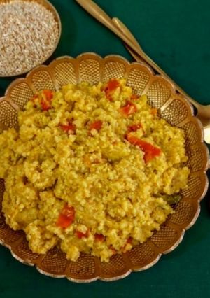 A picture of Sama Ke Chawal Ki Khichdi/ Sama Rice Khichdi / Vratwale Chawal Ki Khichdi Whithout Onion Garlic.