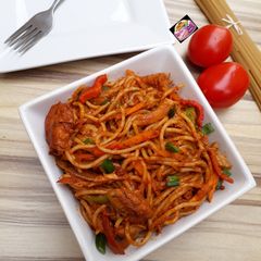 A picture of Jollof Spaghetti.
