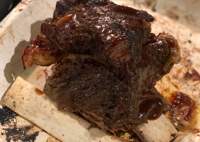 Recipe of Perfect Slow cooked beef rib with a shallot and lemonade dripping