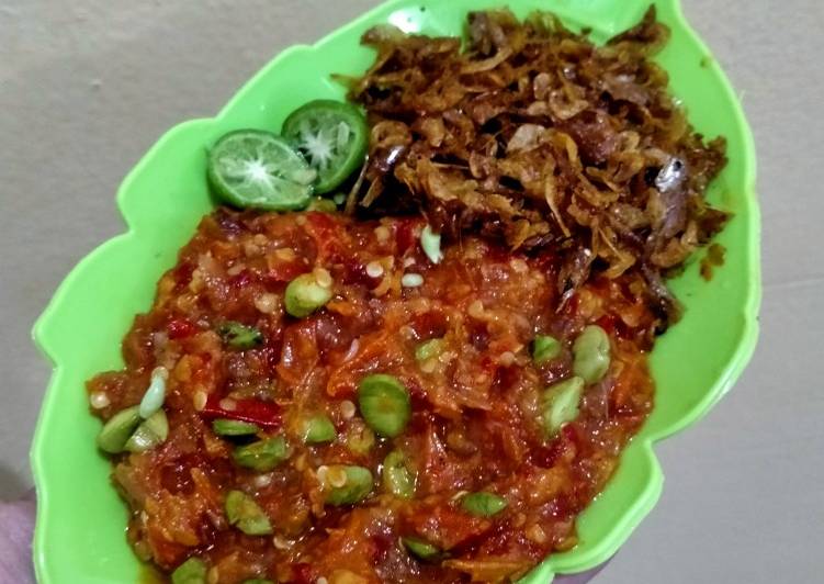 Resep Sambal pete teri udang with jeruk limau mantul ala bunda Anti Gagal