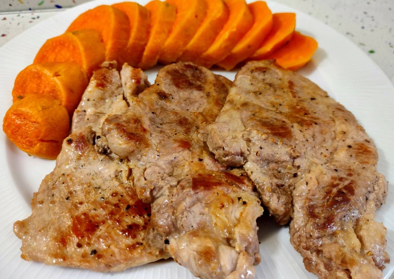 Churrasco a la plancha y batata asada