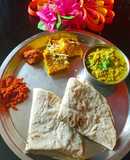 Jowar bhakri with vegetable zunka wadi