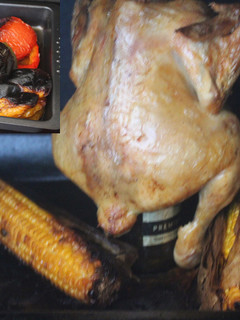 Una foto de Pollo al horno con botella