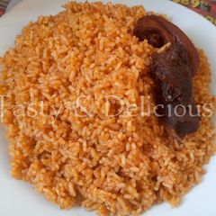 A picture of Beef Jollof Rice.