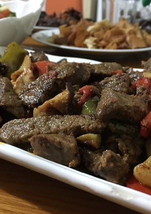 صورة لوصفة لحمة مع فطر وثوم