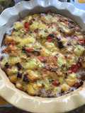 Tortilla de papas al horno rellena de jamón y queso