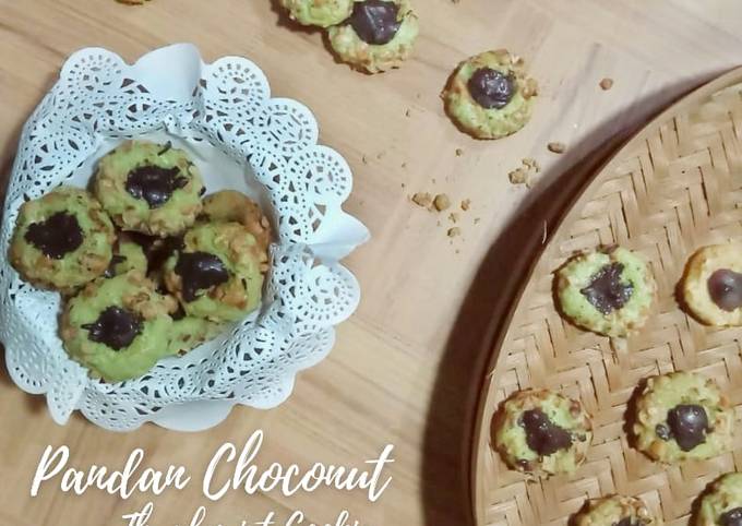 Pandan Choconut Thumbprint Cookies