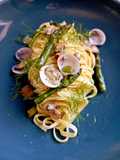 Tagliolini Vongole e Punte d'Asparagi con Finocchietto e Olio di Agrumi