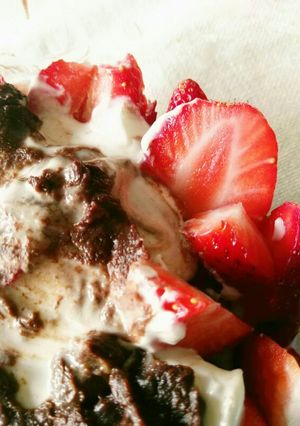 Una foto de Fresas con plátano y chocolate