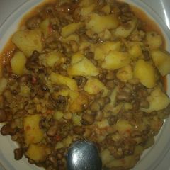 A picture of Irish potatoes with beans porridge.