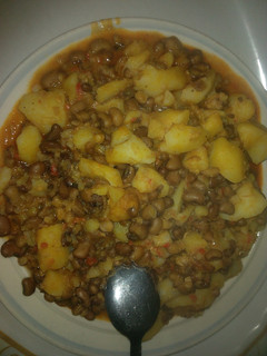 A picture of Irish potatoes with beans porridge.