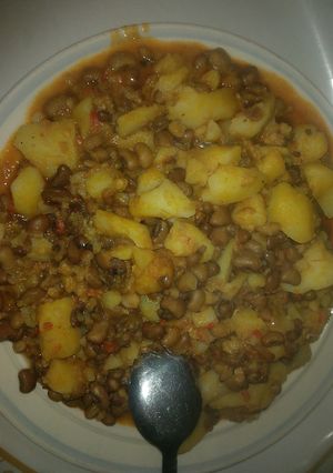 A picture of Irish potatoes with beans porridge.