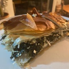 A picture of Spanakopita (spinach pie with feta).