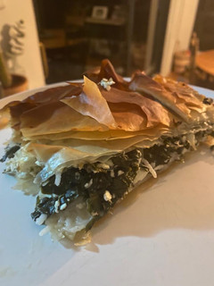 A picture of Spanakopita (spinach pie with feta).
