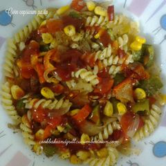 Corn capsicum pasta A picture of Corn capsicum pasta.