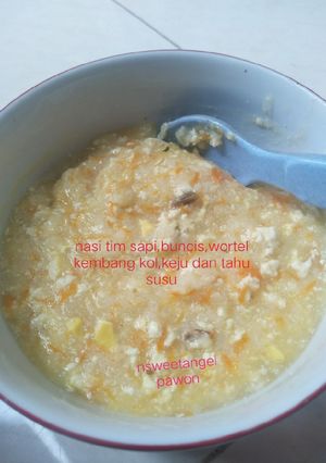 Foto resep MPASI tim sapi,kembang kol,buncis,keju,tahu susu