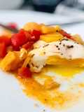 Poached Egg with Bell Peppers and Potatoes