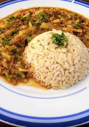 Una foto de Olluquito con Carne Molida