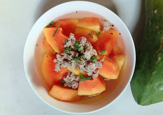 Cách Làm Món Canh Đu Đủ Thịt Bằm của Bếp FarmOi 