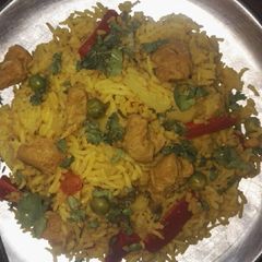 Mix veg and nutrela chunks briyani A picture of Mix veg and nutrela chunks briyani.