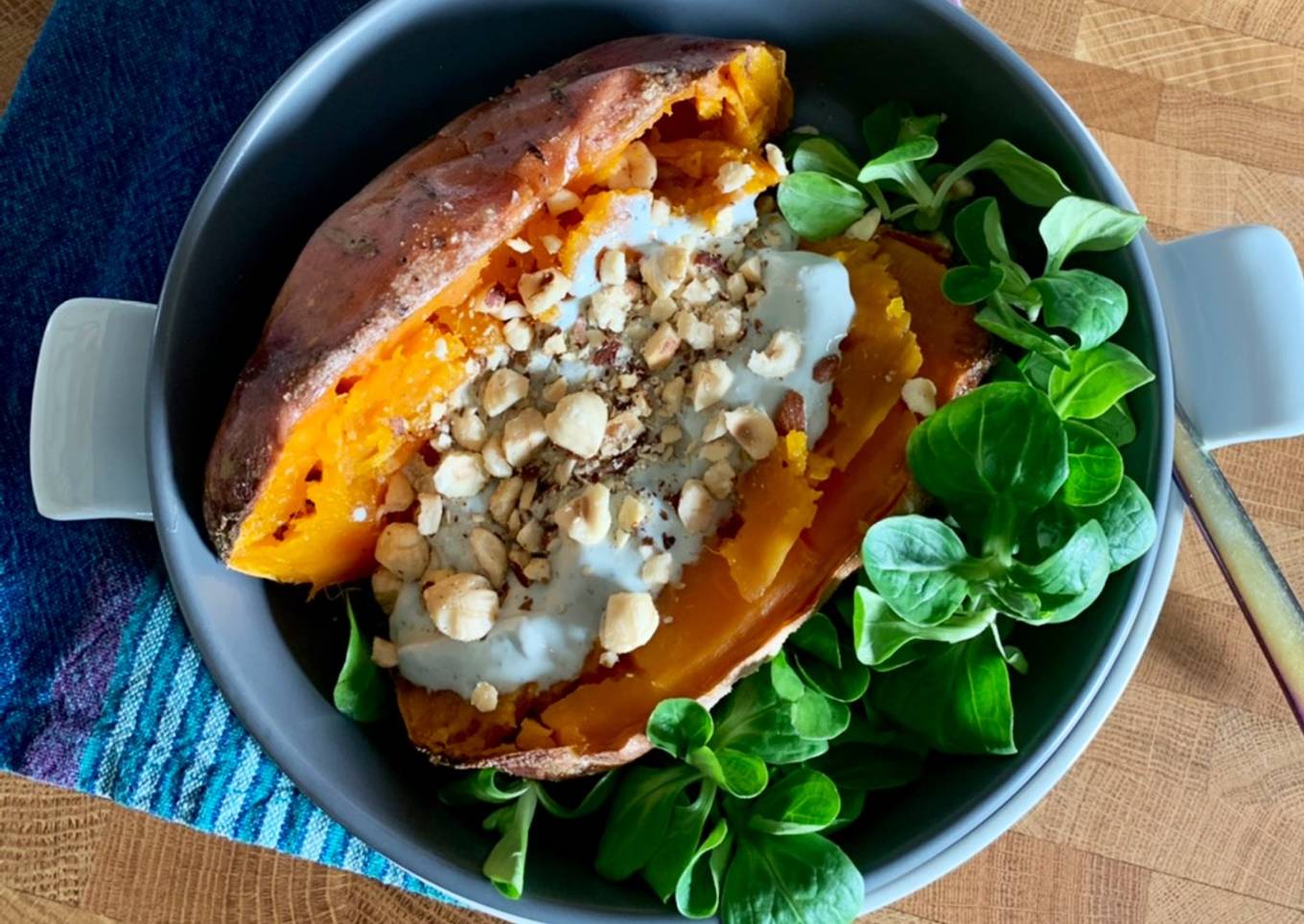 ☆Patate Douce au Four, Bleu et Noisettes☆