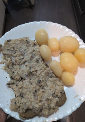 Una foto de Seitan en Salsa de Champiñones