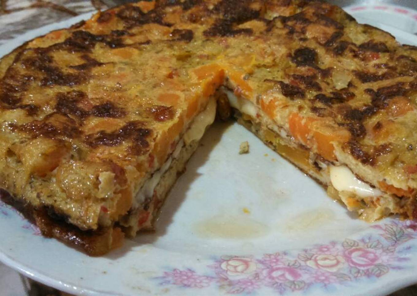 Tortilla de calabaza rellena de Mozzarella