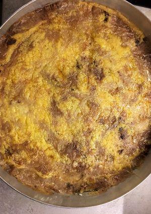 Zdjęcie przepisu Polenta z bryndzą nadziana kaszanką z borowikami.