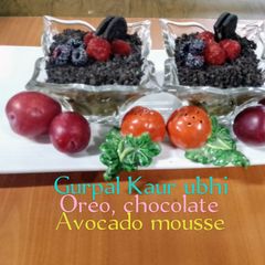 A picture of Oreo, chocolate avocado mousse 🍫.